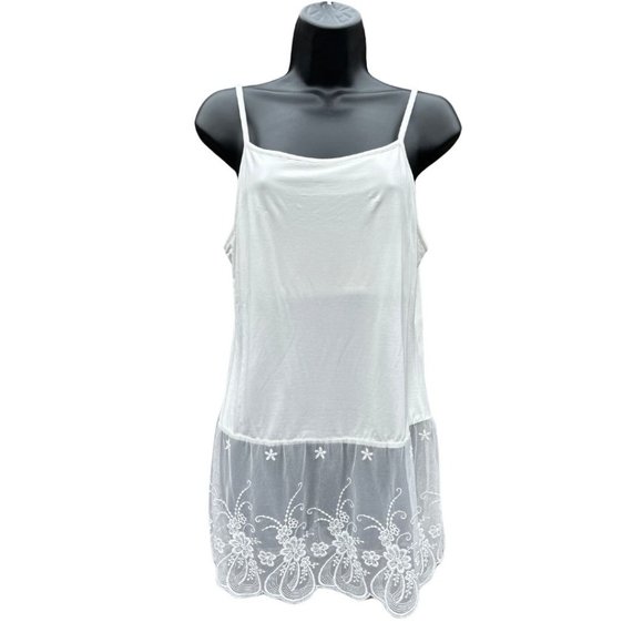 Off White Lace Tank Top Extender with Built in Shelf Bra TANK-EXT-WHITE - Picture 2 of 12